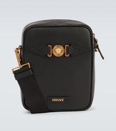 Сумка через плечо из кожи с декором Medusa Versace, черный