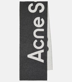 Шарф из смесовой шерсти с логотипом Acne Studios, серый