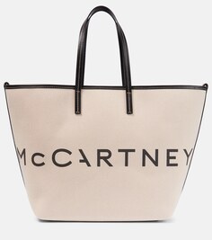Холщовая сумка-тоут с логотипом Stella McCartney, бежевый