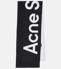 Жаккардовый шарф с логотипом Acne Studios, черный