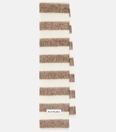 Полосатый шарф из смесовой альпаки Acne Studios, коричневый