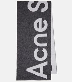 Жаккардовый шарф с логотипом из смесовой шерсти Acne Studios, разноцветный