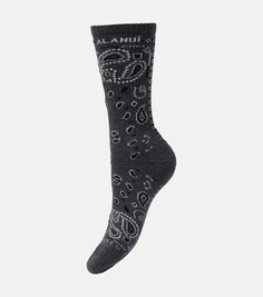 Жаккардовые носки-банданы из смесового хлопка Alanui, серый
