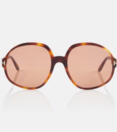 Солнцезащитные очки Claude-02 в массивной оправе Tom Ford, коричневый