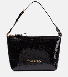 Маленькая сумка через плечо из лакированной кожи Label Tom Ford, черный