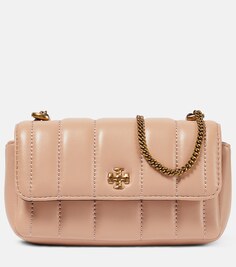 Кожаная сумка через плечо Kira Mini Tory Burch, бежевый