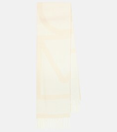 Шерстяной жаккардовый шарф с монограммой Toteme, белый