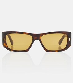 Солнцезащитные очки прямоугольной формы из ацетата Tom Ford, черный