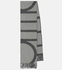 Полосатый шерстяной шарф Toteme, серый