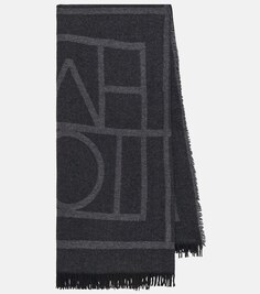 Шарф из шерсти и кашемира с логотипом Toteme, серый
