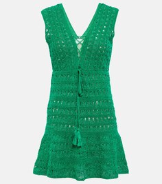 Мини-платье Jennifer из хлопка крючком ANNA KOSTUROVA, зеленый