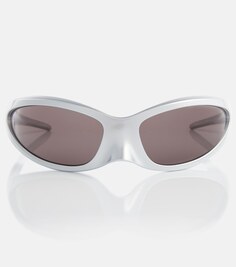 Солнцезащитные очки в овальной оправе Balenciaga, серебряный