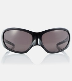 Солнцезащитные очки в овальной оправе Balenciaga, черный