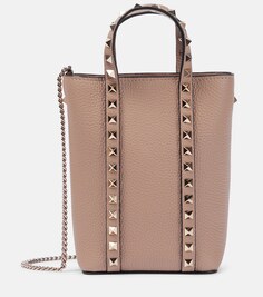 Сумка-тоут Rockstud из кожи Valentino Garavani, розовый