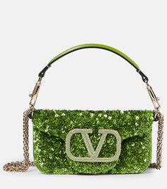 Locò Маленькая сумка через плечо с пайетками Valentino Garavani, зеленый