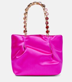 Атласная маленькая сумка-тоут Galactic с декором Aquazzura, розовый
