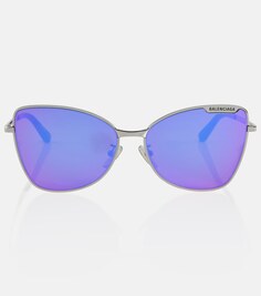 Солнцезащитные очки в круглой оправе с логотипом Balenciaga, фиолетовый