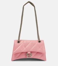 Маленькая сумка через плечо из стеганой кожи Crush Balenciaga, розовый