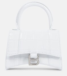 Кожаная сумка через плечо Hourglass Mini Balenciaga, белый