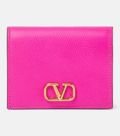 Кожаный кошелек с логотипом V Valentino Garavani, розовый