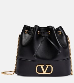 Маленькая кожаная сумка-ведро VLogo Signature Valentino Garavani, черный