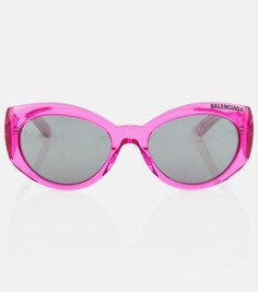 Солнцезащитные очки в круглой оправе с логотипом Balenciaga, розовый