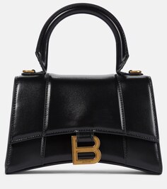 Кожаная сумка через плечо Hourglass XS Balenciaga, черный