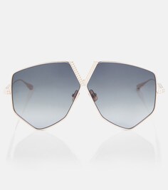 Солнцезащитные очки в массивной оправе V-Hexagon Valentino, синий