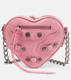 Кожаная сумка через плечо Le Cagole Heart Mini Balenciaga, розовый