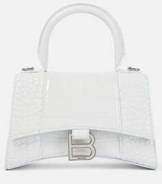 Кожаная сумка через плечо Hourglass XS Balenciaga, белый