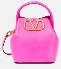 Кожаная сумка через плечо с V-образным логотипом Valentino Garavani, розовый