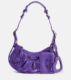 Кожаная сумка через плечо Le Cagole XS Balenciaga, фиолетовый