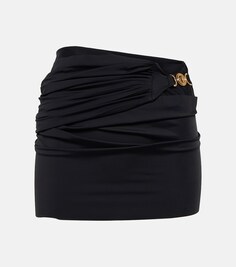 Украшенная мини-юбка со сборками VERSACE, черный