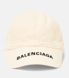 Хлопковая бейсболка с логотипом Balenciaga, белый