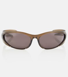 Овальные солнцезащитные очки Balenciaga, коричневый