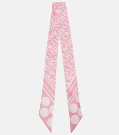 Шелковый шарф с логотипом и горохом Versace, розовый