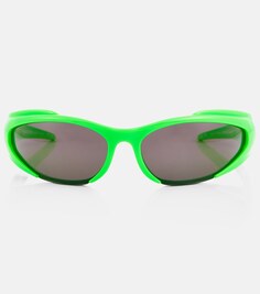 Солнцезащитные очки Reverse XP в овальной оправе Balenciaga, зеленый