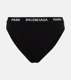 Трусы из смесового хлопка с логотипом BALENCIAGA, черный