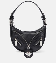 Кожаная сумка через плечо Repeater Mini Versace, черный