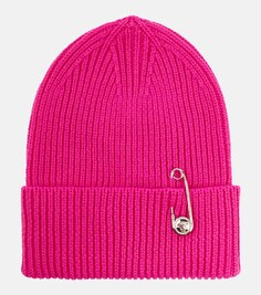 Шапка шапка Safety Pin из шерсти в рубчик Versace, розовый