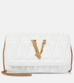 Маленькая кожаная сумка через плечо Virtus Versace, белый