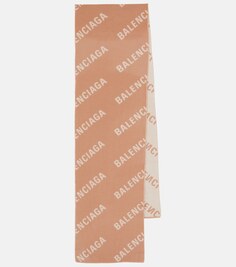 Шарф вязки интарсия с логотипом Balenciaga, розовый