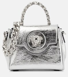 Маленькая кожаная сумка через плечо La Medusa Versace, серебряный