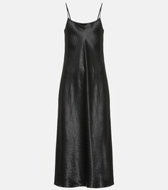 Атласное платье-комбинация VINCE, черный