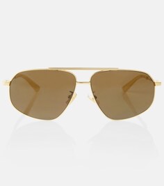 Классические солнцезащитные очки-авиаторы Bottega Veneta, золотой