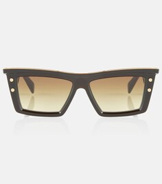 Квадратные солнцезащитные очки с тисненым логотипом Balmain, коричневый