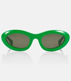 Солнцезащитные очки в круглой оправе Bottega Veneta, зеленый