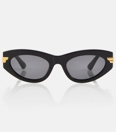 Классические овальные солнцезащитные очки Bottega Veneta, черный