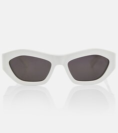 Солнцезащитные очки в шестиугольной оправе «кошачий глаз» Bottega Veneta, белый