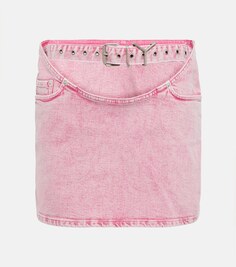 Джинсовая мини-юбка с поясом Y/PROJECT, розовый